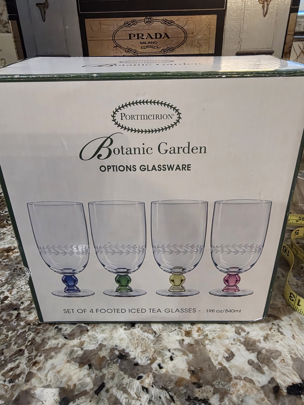 Vintage Portmeirion Botanic Garden Colored Footed Iced Tea Glasses - Set of 4